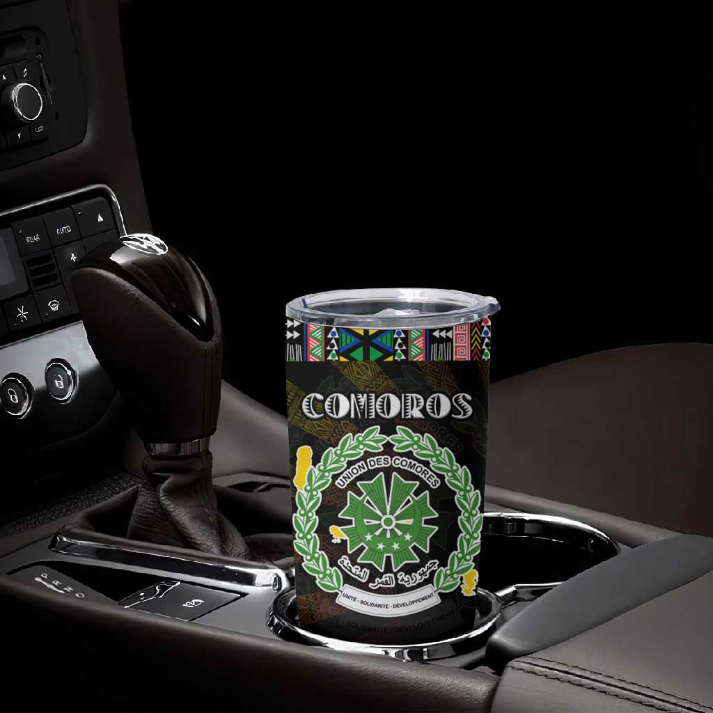Comoros Roots Tumbler Cup African Pride in Fingerprint and Tribal Colors