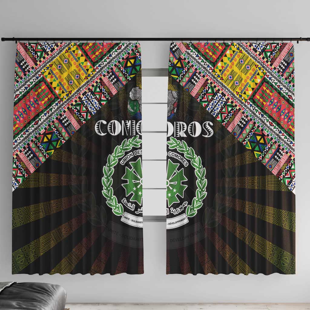 Comoros Roots Window Curtain African Pride in Fingerprint and Tribal Colors