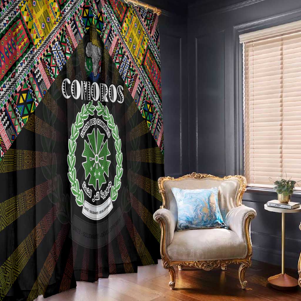 Comoros Roots Window Curtain African Pride in Fingerprint and Tribal Colors