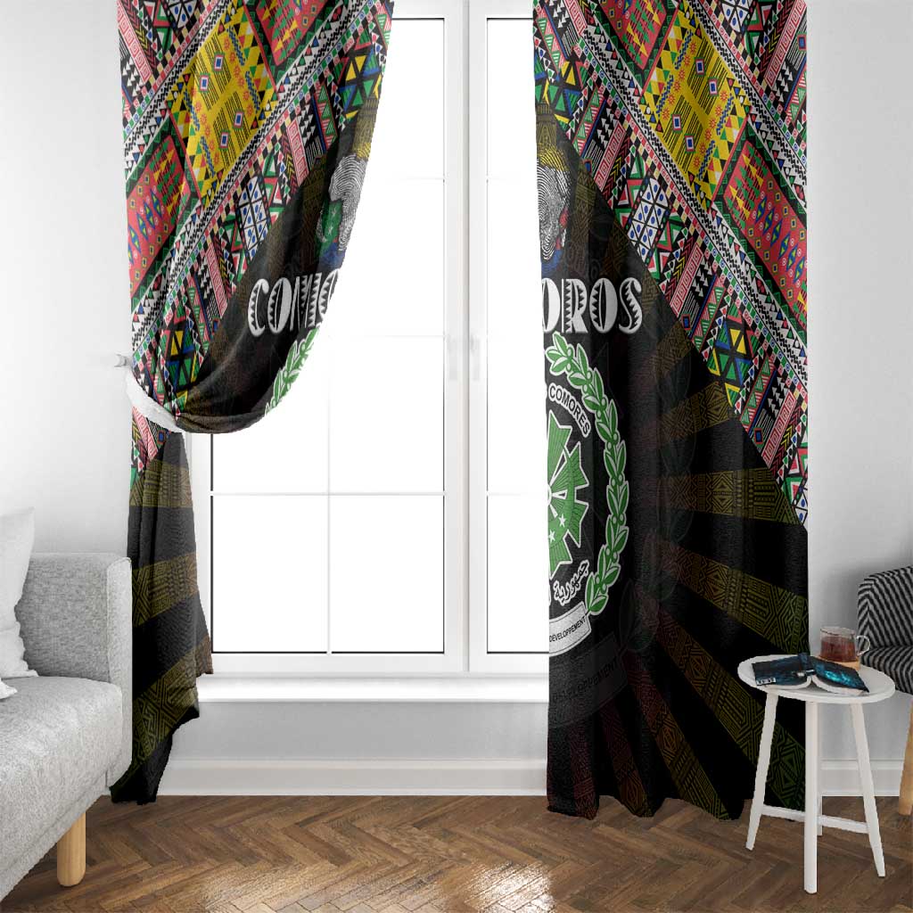 Comoros Roots Window Curtain African Pride in Fingerprint and Tribal Colors