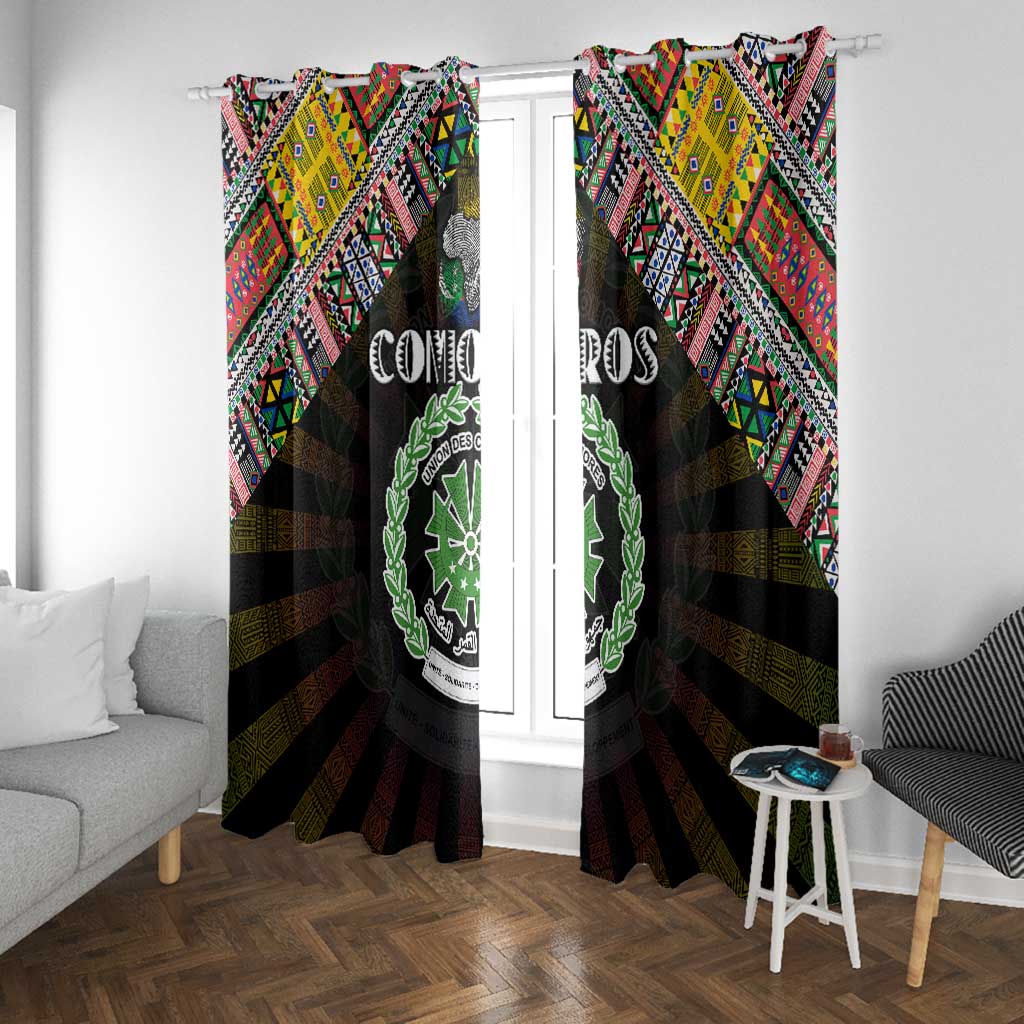 Comoros Roots Window Curtain African Pride in Fingerprint and Tribal Colors