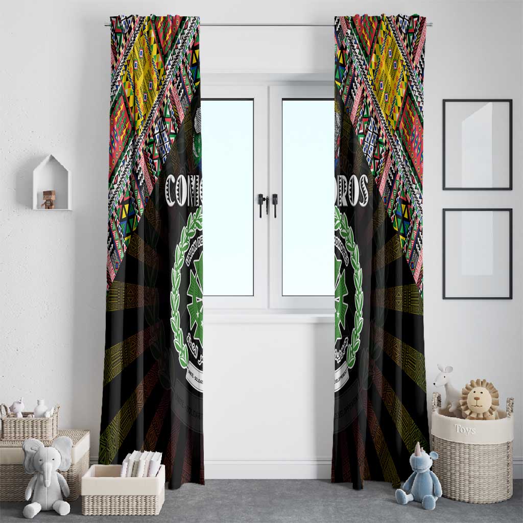 Comoros Roots Window Curtain African Pride in Fingerprint and Tribal Colors