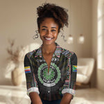 Personalized Comoros Roots Women Casual Shirt African Pride in Fingerprint and Tribal Colors