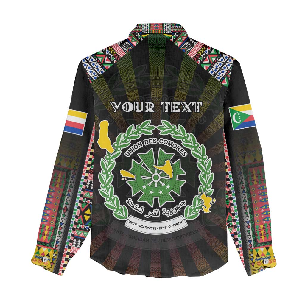 Personalized Comoros Roots Women Casual Shirt African Pride in Fingerprint and Tribal Colors