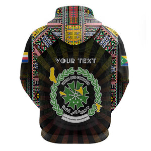 Personalized Comoros Roots Zip Hoodie African Pride in Fingerprint and Tribal Colors