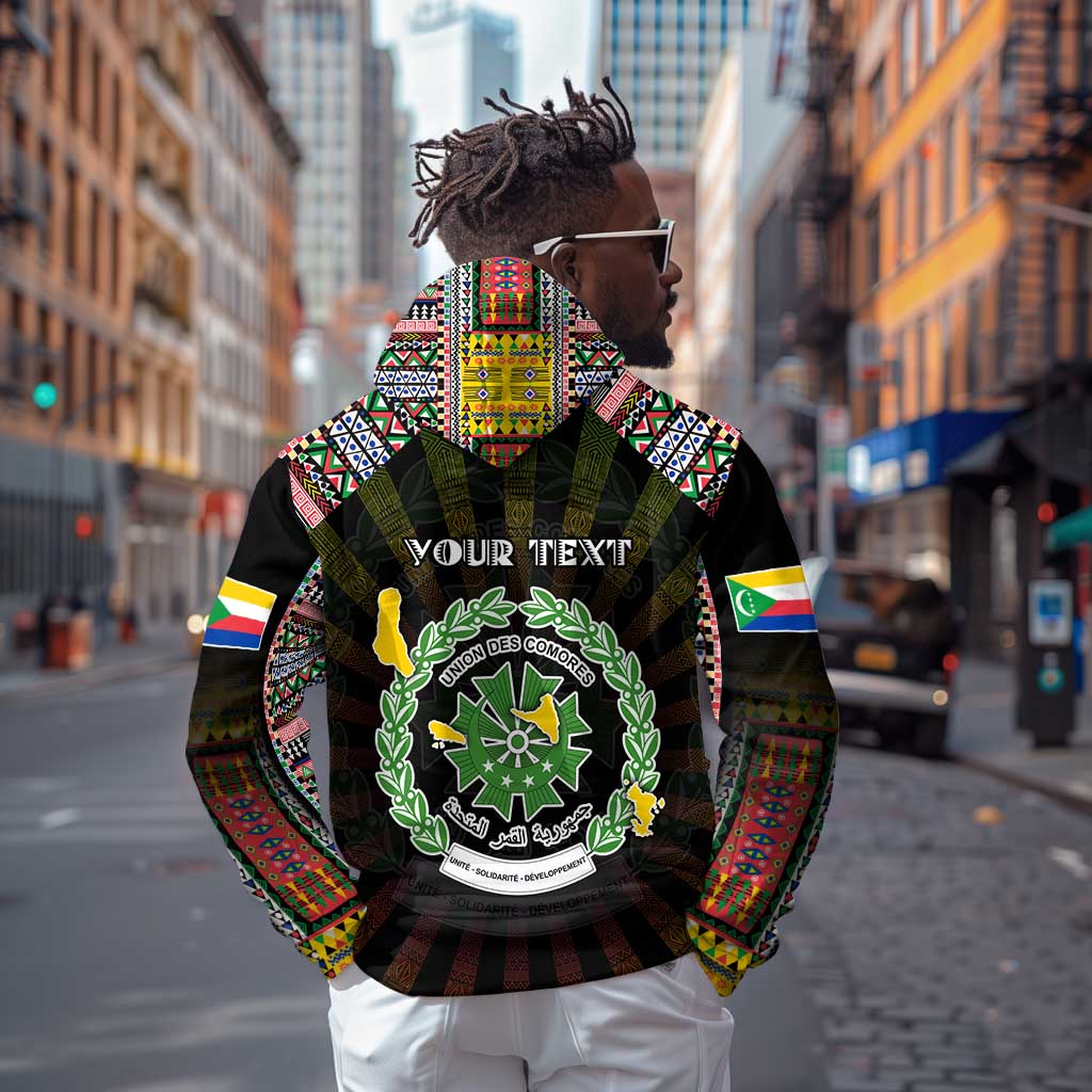 Personalized Comoros Roots Zip Hoodie African Pride in Fingerprint and Tribal Colors
