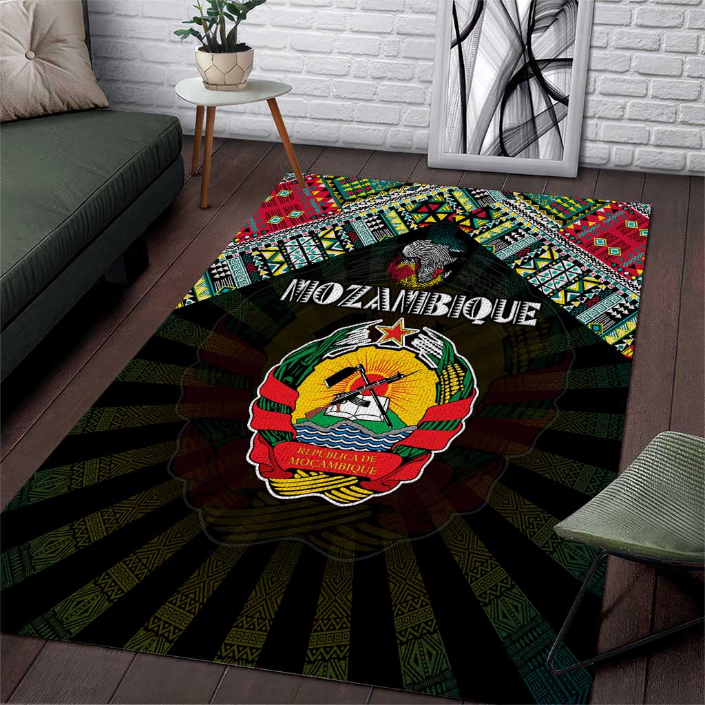 Mozambique Roots Area Rug African Pride in Fingerprint and Tribal Colors