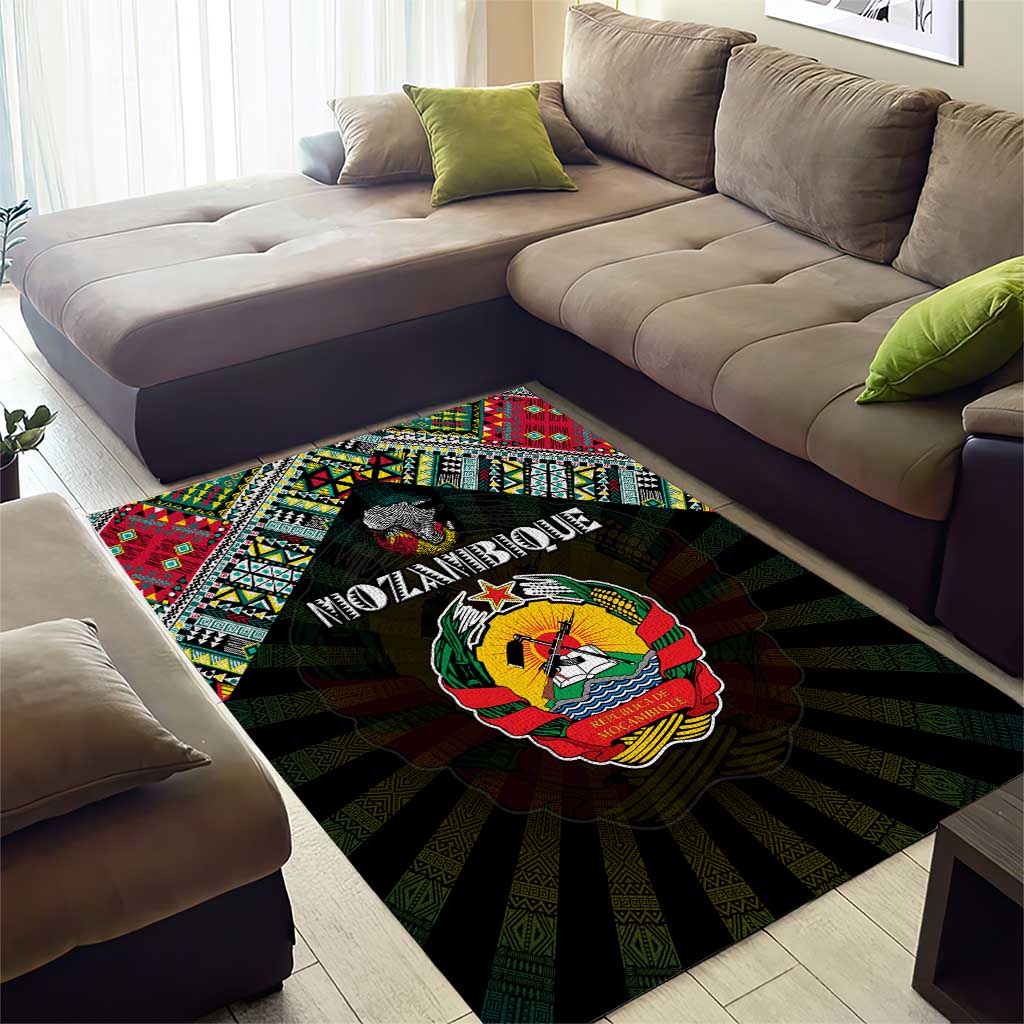 Mozambique Roots Area Rug African Pride in Fingerprint and Tribal Colors