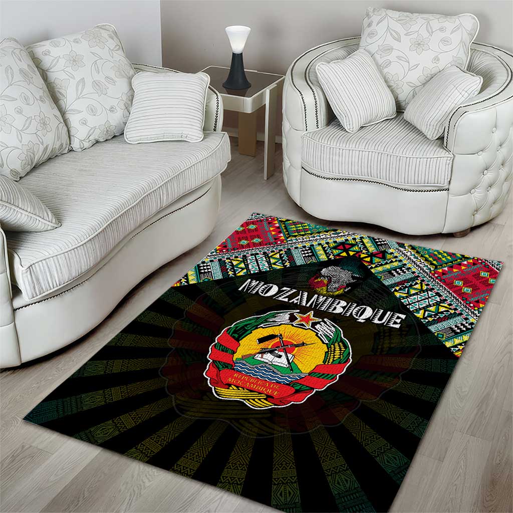 Mozambique Roots Area Rug African Pride in Fingerprint and Tribal Colors