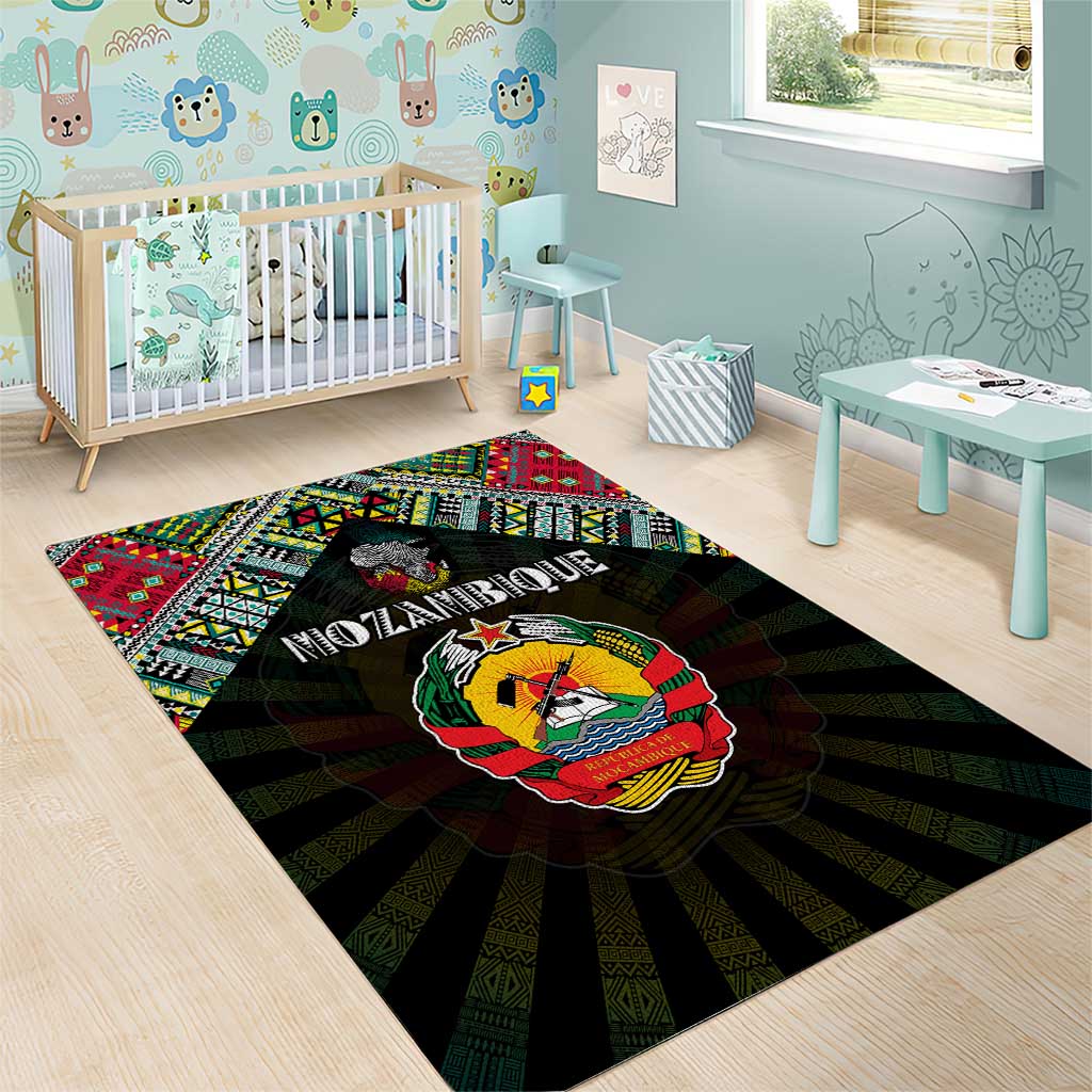 Mozambique Roots Area Rug African Pride in Fingerprint and Tribal Colors