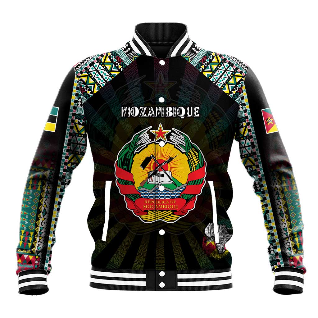 Personalized Mozambique Roots Baseball Jacket African Pride in Fingerprint and Tribal Colors