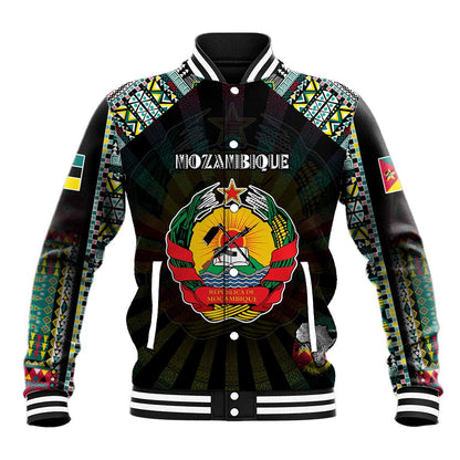 Personalized Mozambique Roots Baseball Jacket African Pride in Fingerprint and Tribal Colors