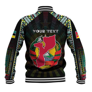 Personalized Mozambique Roots Baseball Jacket African Pride in Fingerprint and Tribal Colors