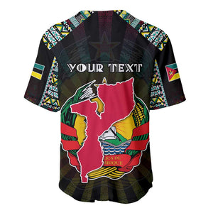 Personalized Mozambique Roots Baseball Jersey African Pride in Fingerprint and Tribal Colors