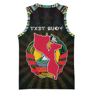 Personalized Mozambique Roots Basketball Jersey African Pride in Fingerprint and Tribal Colors - African Pride