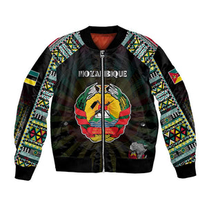 Personalized Mozambique Roots Bomber Jacket African Pride in Fingerprint and Tribal Colors