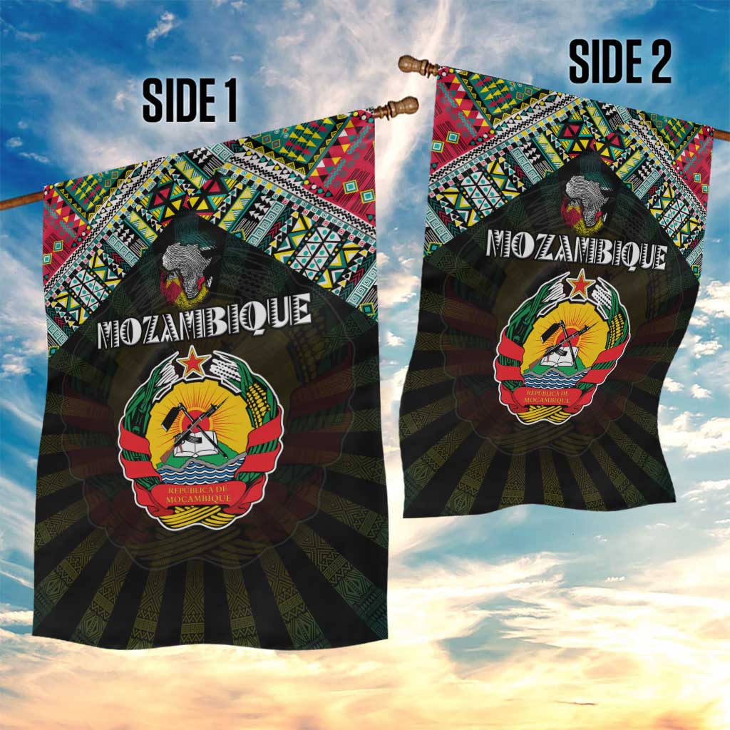 Mozambique Roots Garden Flag African Pride in Fingerprint and Tribal Colors