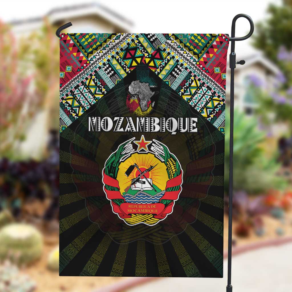 Mozambique Roots Garden Flag African Pride in Fingerprint and Tribal Colors