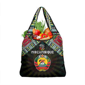 Mozambique Roots Grocery Bag African Pride in Fingerprint and Tribal Colors