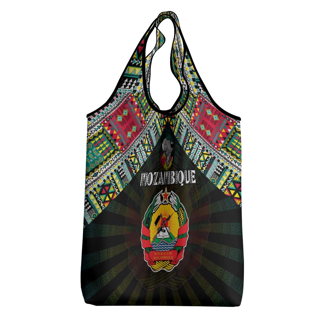 Mozambique Roots Grocery Bag African Pride in Fingerprint and Tribal Colors