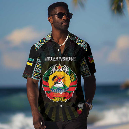 Personalized Mozambique Roots Hawaiian Shirt African Pride in Fingerprint and Tribal Colors