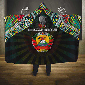 Mozambique Roots Hooded Blanket African Pride in Fingerprint and Tribal Colors