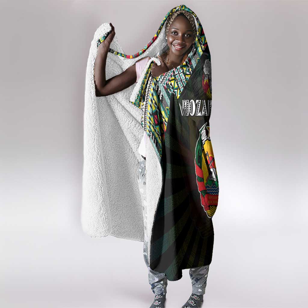 Mozambique Roots Hooded Blanket African Pride in Fingerprint and Tribal Colors