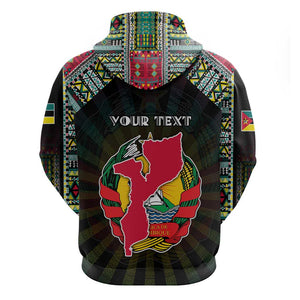 Personalized Mozambique Roots Hoodie African Pride in Fingerprint and Tribal Colors