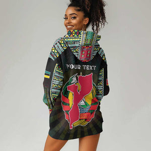 Personalized Mozambique Roots Hoodie Dress African Pride in Fingerprint and Tribal Colors