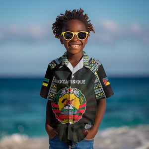Personalized Mozambique Roots Kid Hawaiian Shirt African Pride in Fingerprint and Tribal Colors