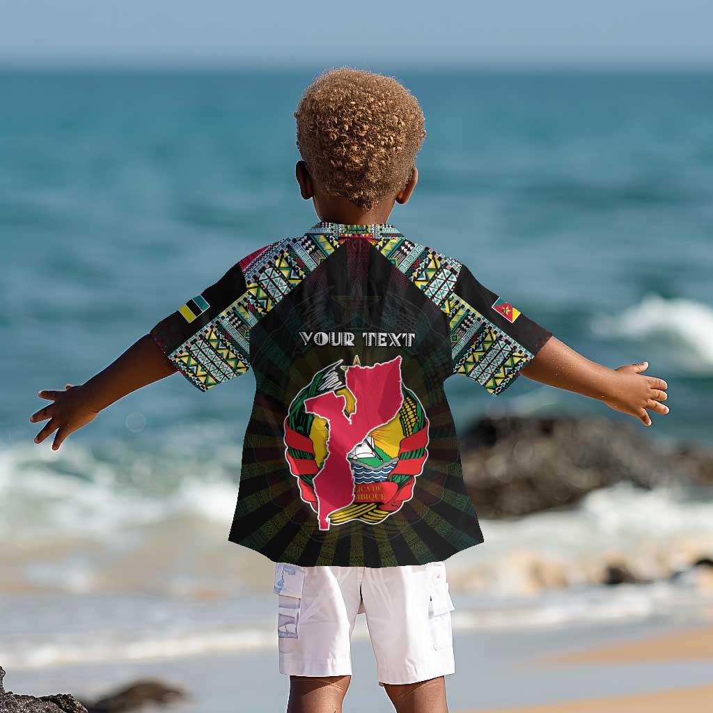 Personalized Mozambique Roots Kid Hawaiian Shirt African Pride in Fingerprint and Tribal Colors