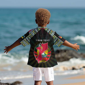 Personalized Mozambique Roots Kid Hawaiian Shirt African Pride in Fingerprint and Tribal Colors