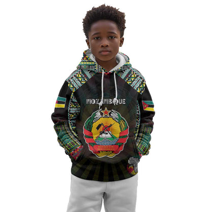 Personalized Mozambique Roots Kid Hoodie African Pride in Fingerprint and Tribal Colors