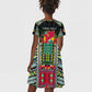 Personalized Mozambique Roots Kid Short Sleeve Dress African Pride in Fingerprint and Tribal Colors