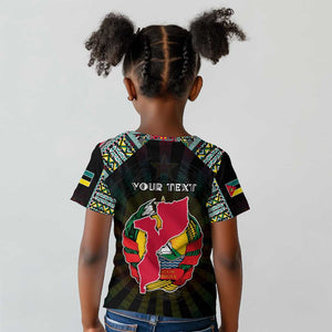 Personalized Mozambique Roots Kid T shirt African Pride in Fingerprint and Tribal Colors