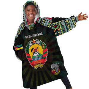 Personalized Mozambique Roots Kid Wearable Blanket Hoodie African Pride in Fingerprint and Tribal Colors