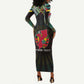 Personalized Mozambique Roots Long Sleeve Bodycon Dress African Pride in Fingerprint and Tribal Colors
