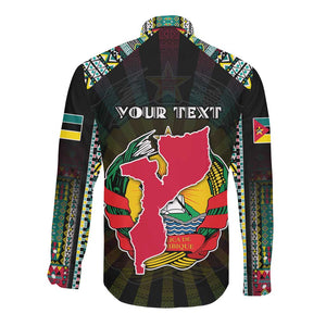 Personalized Mozambique Roots Long Sleeve Button Shirt African Pride in Fingerprint and Tribal Colors