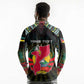 Personalized Mozambique Roots Long Sleeve Polo Shirt African Pride in Fingerprint and Tribal Colors