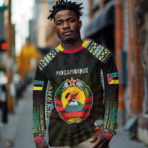 Personalized Mozambique Roots Long Sleeve Shirt African Pride in Fingerprint and Tribal Colors