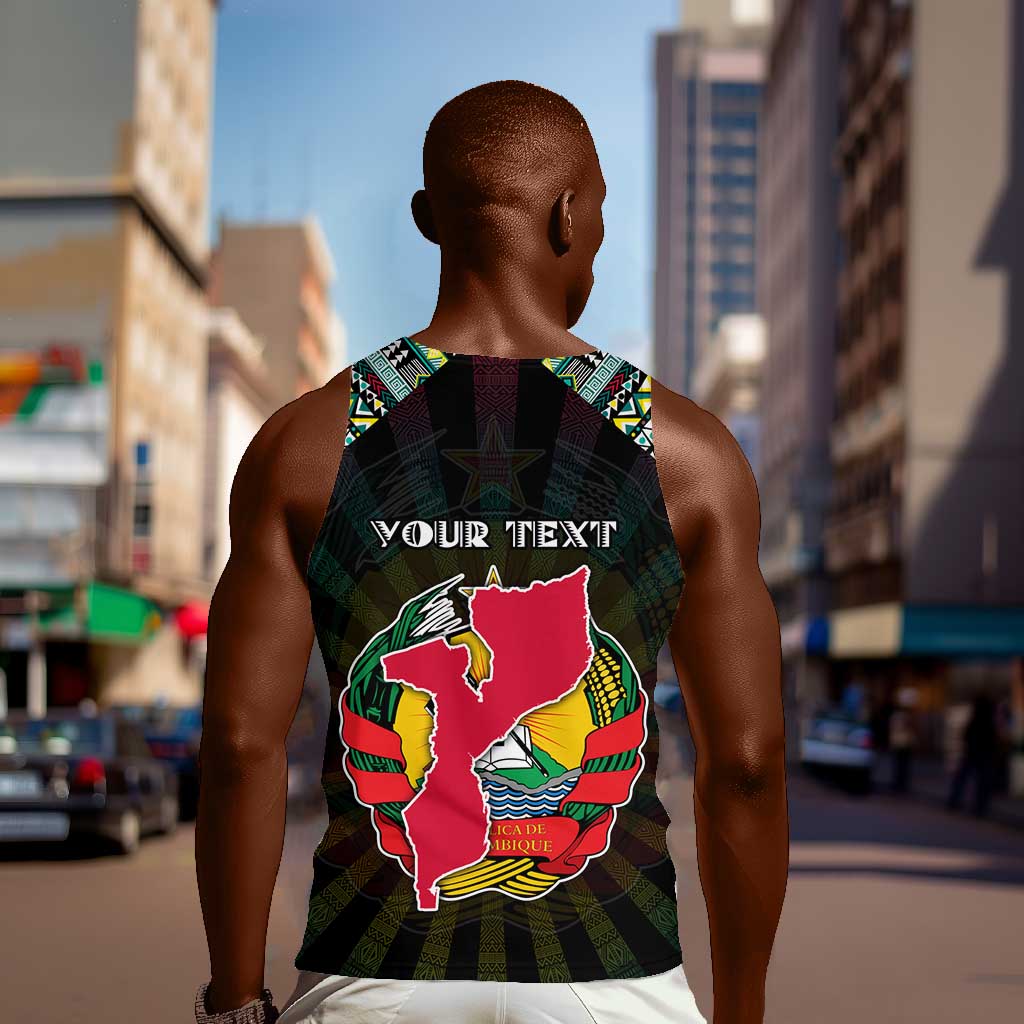 Personalized Mozambique Roots Men Tank Top African Pride in Fingerprint and Tribal Colors