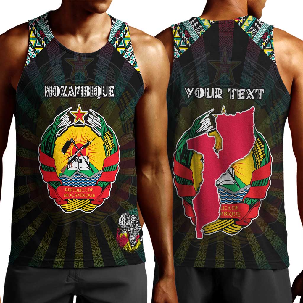 Personalized Mozambique Roots Men Tank Top African Pride in Fingerprint and Tribal Colors