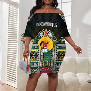 Personalized Mozambique Roots Off Shoulder Short Dress African Pride in Fingerprint and Tribal Colors