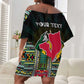 Personalized Mozambique Roots Off Shoulder Short Dress African Pride in Fingerprint and Tribal Colors