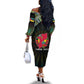 Personalized Mozambique Roots Off The Shoulder Long Sleeve Dress African Pride in Fingerprint and Tribal Colors