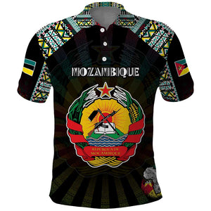 Personalized Mozambique Roots Polo Shirt African Pride in Fingerprint and Tribal Colors
