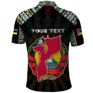 Personalized Mozambique Roots Polo Shirt African Pride in Fingerprint and Tribal Colors