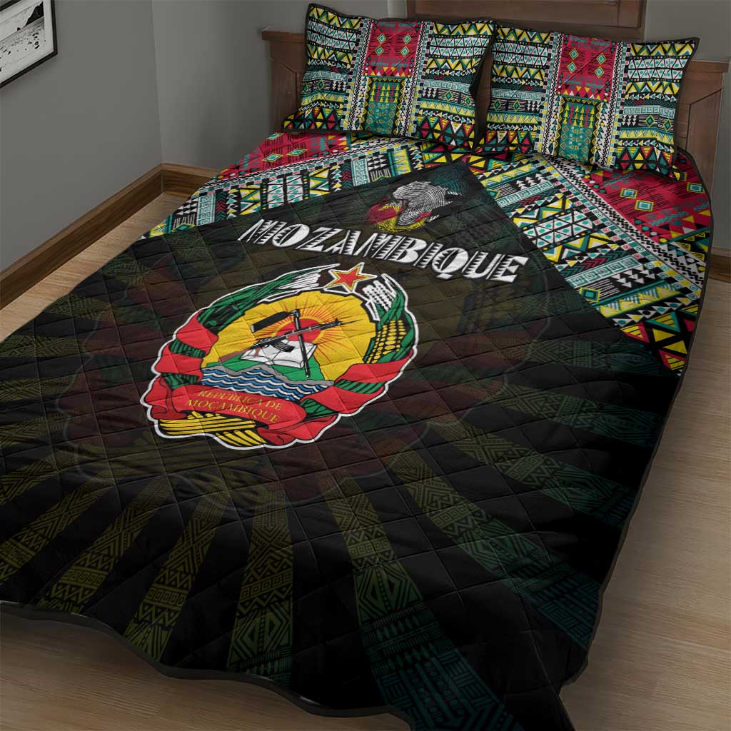 Mozambique Roots Quilt Bed Set African Pride in Fingerprint and Tribal Colors