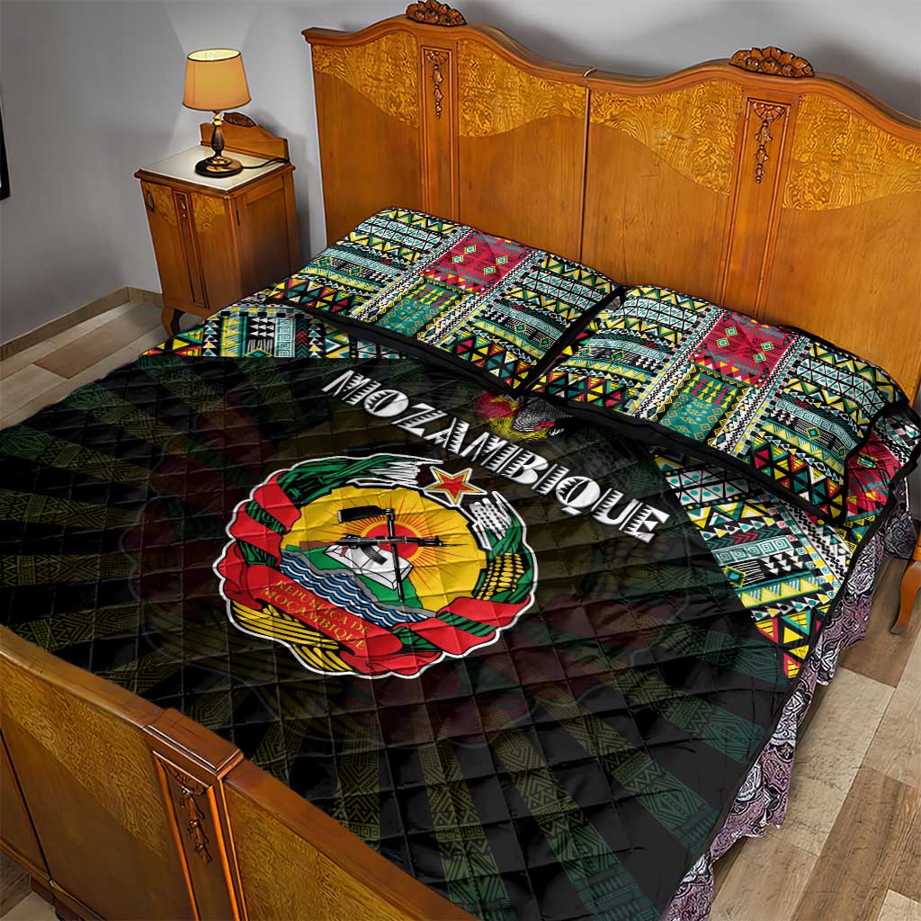 Mozambique Roots Quilt Bed Set African Pride in Fingerprint and Tribal Colors