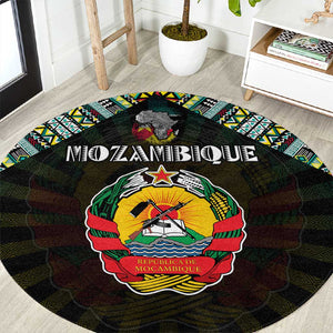 Mozambique Roots Round Carpet African Pride in Fingerprint and Tribal Colors